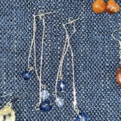 11 pair lot dangle pierced earrings glass acrylic metal stone pretty sparkle