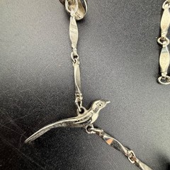 Vintage Fetish Necklace Animals Birds Silver Tone 32”