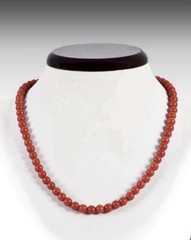 Vintage 5mm Italian Red Coral Necklace 16” + 2” Ext = 18” Sterling Silver Clasp