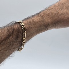 Vintage Gold Filled / Rolled Gold – 6 mm Blocky Flat Figaro Chain Bracelet 8.25″
