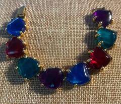 Runway Lucite Resin Multi Color Bracelet Couture GoldTone 80’s VTG 6.75″