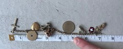 Vintage 7″ 12K GF Gold Filled Charm Bracelet 9 Charms Old Locket Fob 32g H6