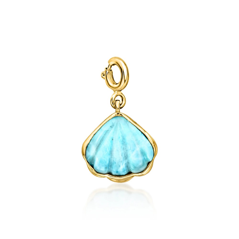 Ross-Simons Larimar Seashell Charm in 18kt Gold Over Sterling