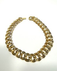 Necklace Gold Tone Metal Double Linked Chain Gold Tone 17”
