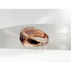 Faux Amethyst Clear Stone Rose Gold Toned Costume Jewelry Vintage Ring – sz 5.5