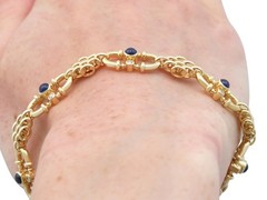 Vintage 1.20Ct Sapphire and 0.24Ct Diamond, 18k Yellow Gold Bracelet (1989)
