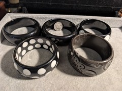 15 Vintage Carved Polkadot Colorful Lucite? Thermoset? Bracelets