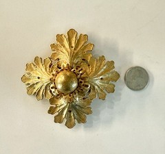 Miriam Haskell Signed Gold Tone Flower Brooch Pin Metal No Stone Vintage Rare