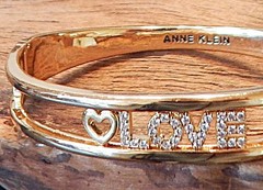 Retro Vintage ANNE KLEIN Pave Crystals Slide LOVE Cuff Bracelet NWOT S11