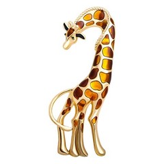 Enamel Giraffe Animal Brooch Pin for Women Girls Men Fashion Rhinestone Gold …
