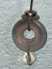 Mid Century Modern Style Silver Tone Lucite Statement Necklace 36” Box Chain