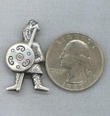 Vintage Silver Viking Charm Pendant Traditional Warrior Spear Shield Armor