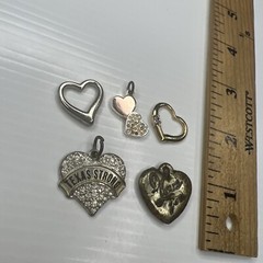 H7 Lot Rose Gold Silver Crystals Texas I Love You Hearts Retro Pendants