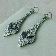 Art Deco Style Lab Created Diamond Engagement Wedding 14K White Gold FN Earring