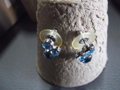 1 Pair Old .75 “in Blue Sparkly Glass Studs