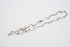 Vintage Necklace Silver Tone Purple Rhinestone Flower Ivy 15″