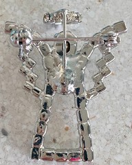 Vintage Rhinestone Guardian Angel Halo Brooch Prong Set Silver Tone 1.5″ Pin