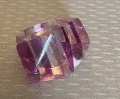 70s Vintage Lucite Ring Lilac Lavender Striped Clear Faceted High Dome size 5.5