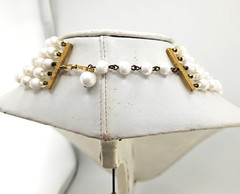 Vintage 5-Strand Faux Pearl Necklace Multi-Layer Baroque Statement Choker MCM