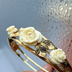 Van Dell 1/20 12k Gold Filled Flower Floral Bangle Bracelet Vtg Gorgeous Read!