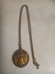 Vintage Bronze Bicentennial Liberty Bell Necklace 1776-1976