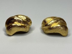 Vintage BIANCA Domed Round Gold Tone Clip On Earrings Signed Statement Retro