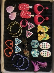14 Pairs of Vintage/ Retro Earrings, Multiple Shapes & Colors,
