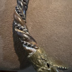 Antique Elephant Cuff Bracelet Twisted Tri Color Metal Copper Brass