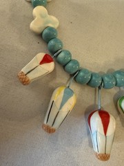Flying Colors Ceramic Hot Air Balloon Necklace Vintage Hand-Painted 16″ Rare!