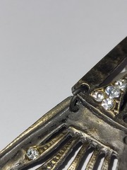 Vintage Art Deco Style Bronze Tone Clear Rhinestone Dangle Drop Clip-On Earrings
