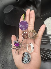 Lots of Vintage Art Glass, Resin, Silver Tone, And Wood Carved Jewelry21pc