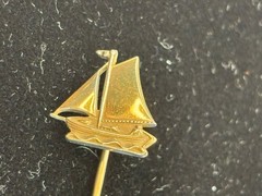 Vintage Nautical Gold Sailboat Metal Stick Pin