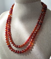 Antique Natural Baltic Amber Faceted Beaded 35″ Necklace 20.7g