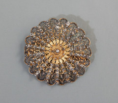 Vintage Antique 800 Silver Etruscan Revival Cannetille Brooch Pin Trombone Clasp