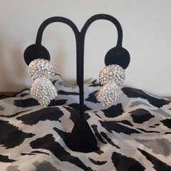 Exquisite Vintage Signed Carol Lee Pave Rhinestone Clip Door Knocker Earrings
