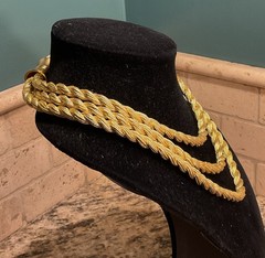 Signed VPH Valerie Peyton Horn 3 STRAND Gold Thread Twisted 17” Necklace
