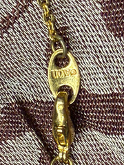 Vintage Avon Porcelain Rose Pendant Necklace Gold Tone Rhinestone 18″