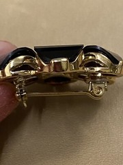 Gold Tone Red CZ & Rhinestone Flower Gardenia Flower Brooch Pin Nature Garden