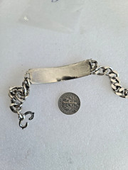 34.2g Vintage Cuban Link Sterling Silver ID Vtg Bracelet BAM-BAM Monogram 8″