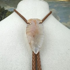Impressive Vintage Western Southwestern Agate Arrowhead Bolo Tie
