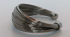 Vintage Silvertone Structured Wire Cuff Bracelet 6.75-7 in + some give