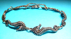 Antique 1920s Carl Schon Seahorse Sterling Silver Bracelet, 11,74 grams