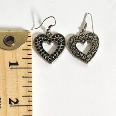Vintage Silver Cubic Zirconia and Onyx Heart Drop