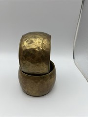 Vintage Hand Hammered Brass Bangle Chunky 2 Inches Wide-set Of 2