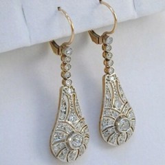 VintagArt Deco Lab-Created Diamond Wedding DropDangle 14K White Gold FN Earrings