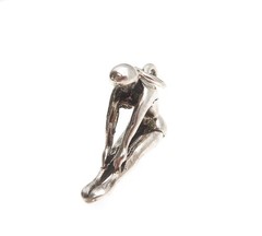 925 Sterling Silver Vintage Female Diving Oxidized 3D Mini Charm Pendant