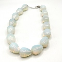 Vintage Chunky Signed HDNY Opalite Opaline Stone Statement Necklace 16”