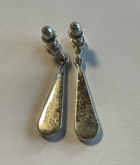 Vintage 925 Sterling Silver Earrings Elegant Teardrop Dangle Drop 1.25″ D384