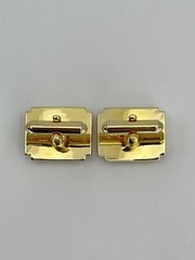washed gold tone mens cufflinks rectangle bullet back
