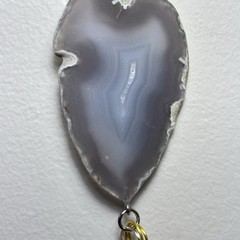 Handmade Pendant Necklace Glass And Organic Natural Agate OOAK Artisan Jewelry